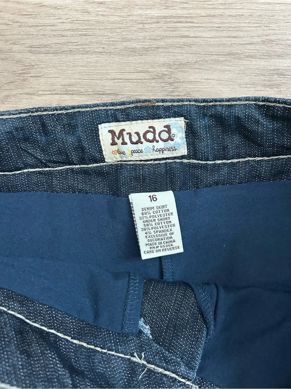 2011 Girls Mudd Dark Blue Denim Mini Skirt with Contrast Stitching